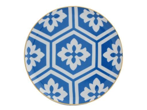 Porland Morocco Desen2 Mavi Düz Tabak 17cm