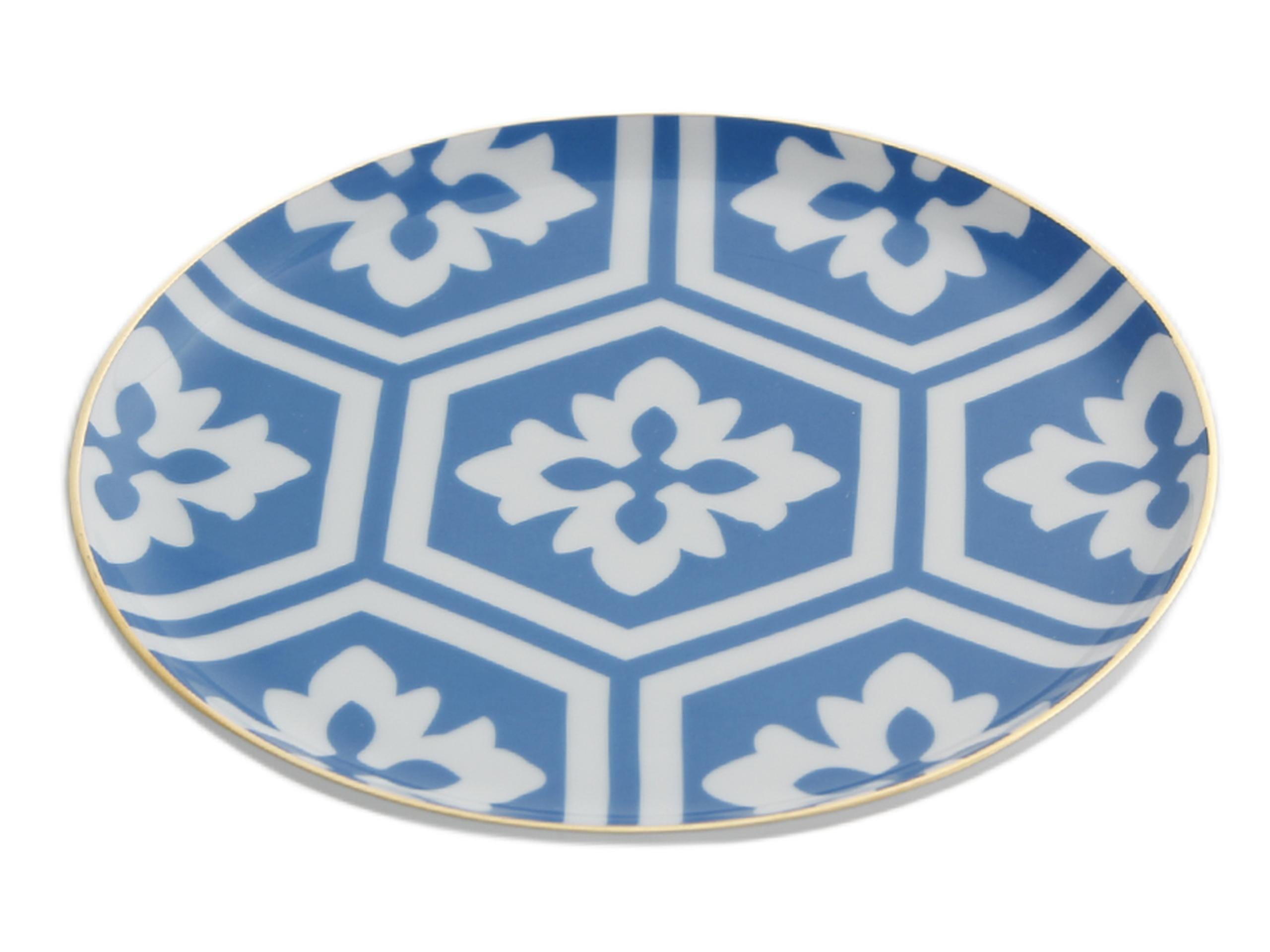 Porland Morocco Desen2 Mavi Düz Tabak 17cm
