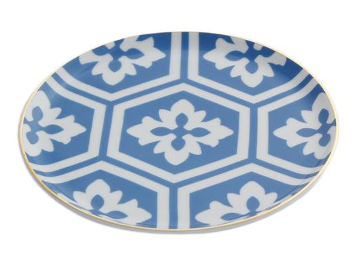 Porland Morocco Desen2 Mavi Düz Tabak 17cm